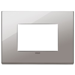Placca 3 moduli metallo lucido cromo nero per installazioni elettriche