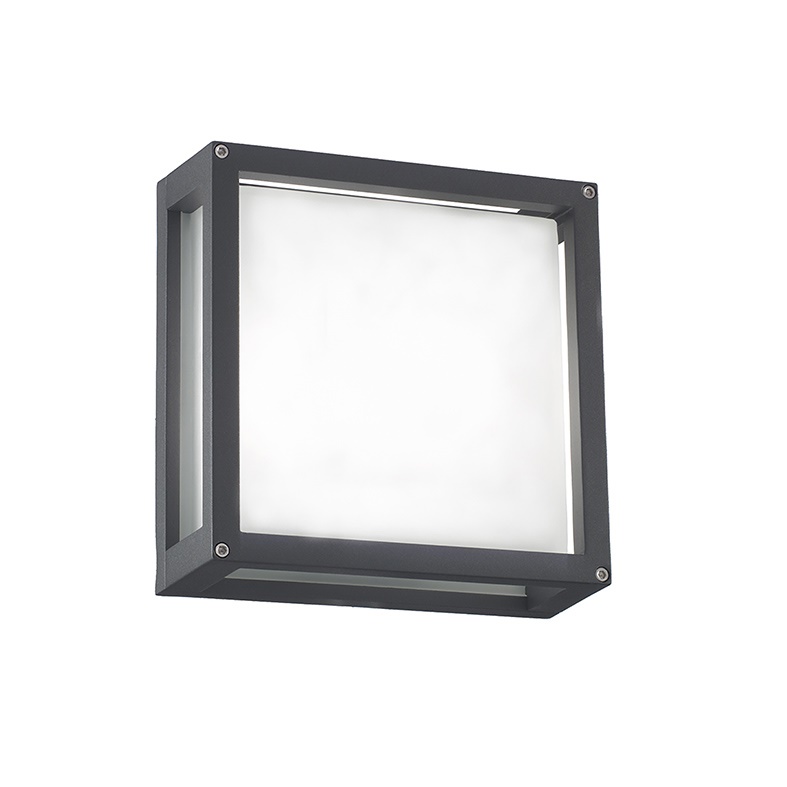 Applique plafoniera antracite IP54 E27 esterno interno alluminio vetro satinato