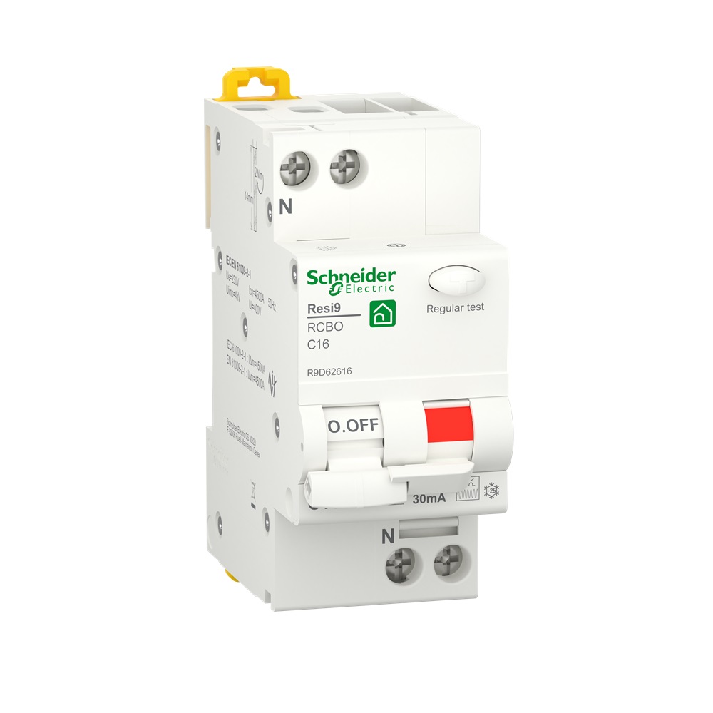 Interruttori magnetotermici differenziali tipo F (RCBO), Resi9, 1P+N, 16 A, curva C, 4500 A, 30 mA, Tipo F-SI