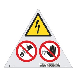 Targa alluminio simboli 350 mm segnalazione sicurezza impianti