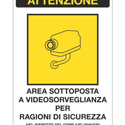 Targhetta avviso alluminio 300x200 mm videosorveglianza interno esterno