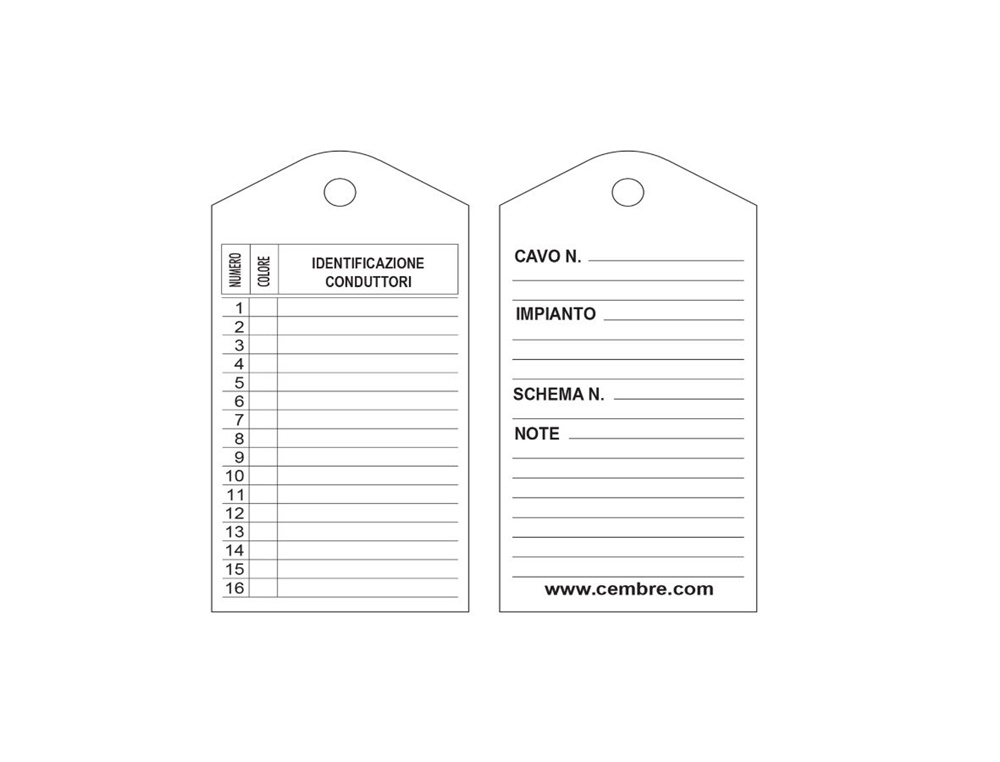 Cartellino WIT-W spessore 0,5 mm per conduttori industriali