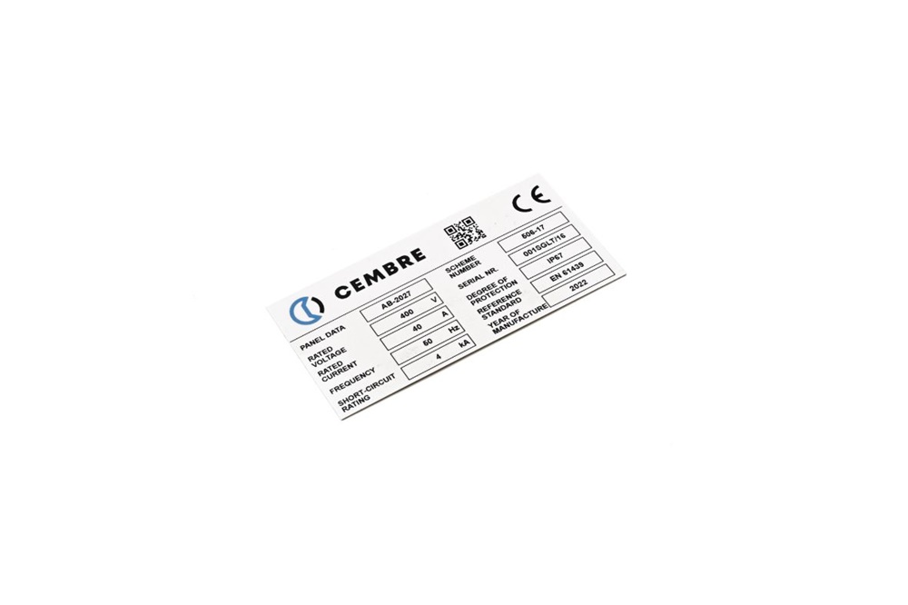 Targa quadro MG-VRT-A PVC bianca 52x107 per personalizzazione quadro elettrico