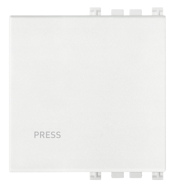Tasto intercambiabile 2 moduli simbolo PRESS illuminabile bianco per impianti elettrici