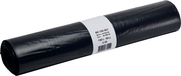 Sacco spazzatura 130L 60µ resistente con cordino chiusura 15 pezzi uso domestico e professionale