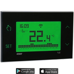 Cronotermostato touch screen Wi-Fi a batterie con programmazione settimanale per controllo remoto casa