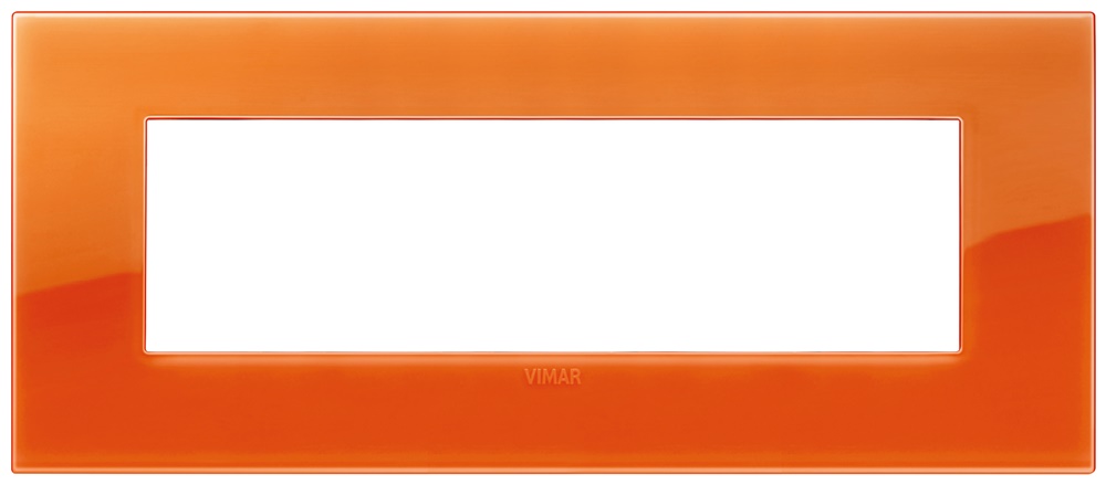 Placca Classic 7 moduli tecnopolimero colore Reflex orange per impianti elettrici