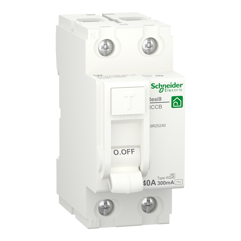 Interruttore differenziale (RCCB), Resi9, 2P, 40 A, 300 mA, Tipo AC, selettivo