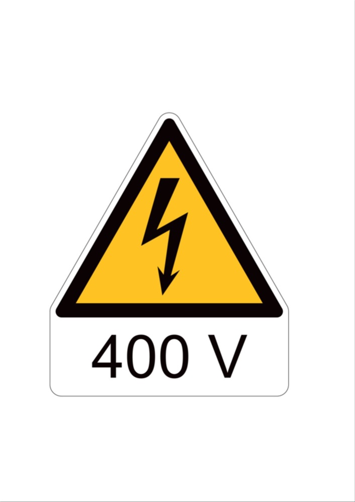 Etichetta avvertimento WST-TSW lato 200 mm per macchinari impianti