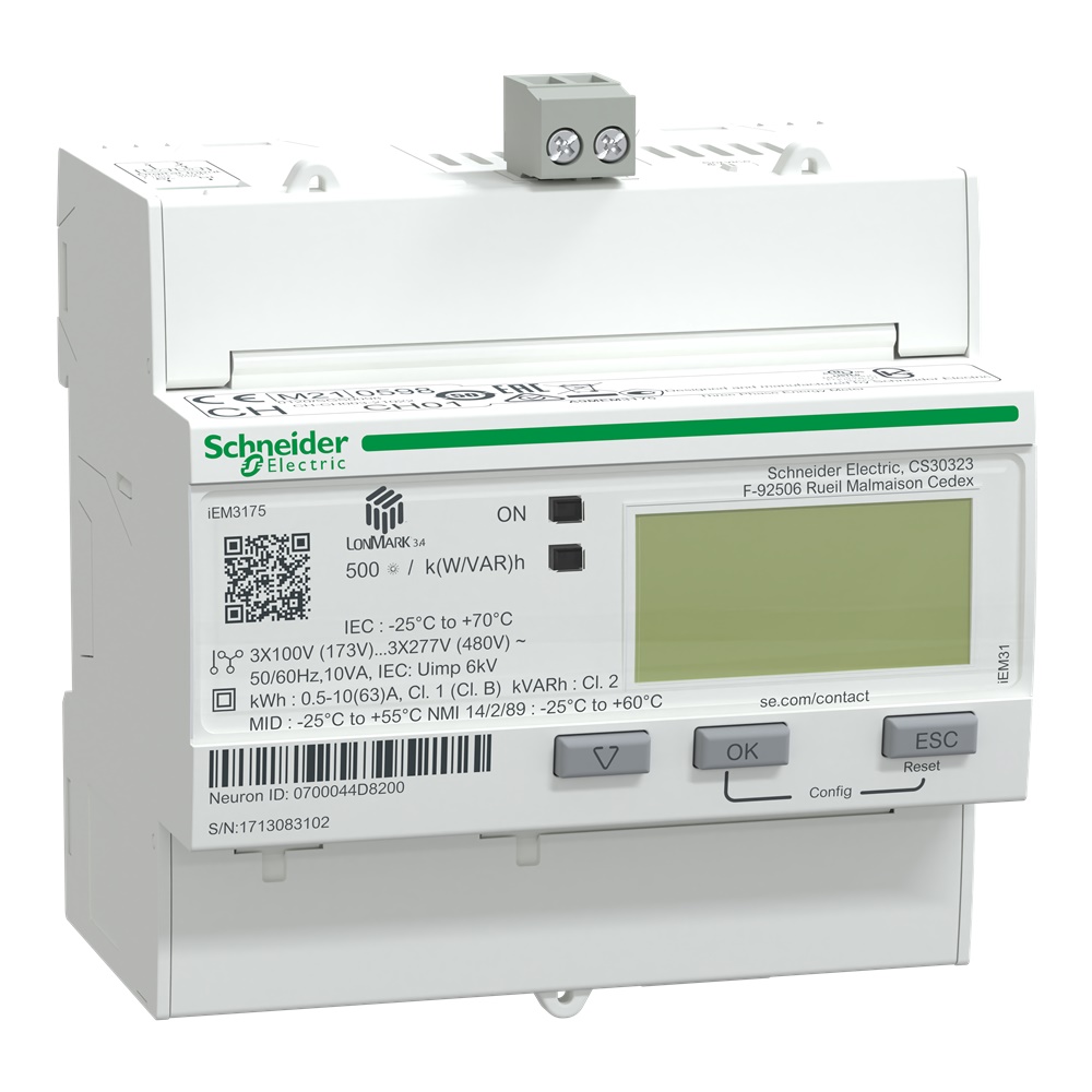 Contatore energia trifase 3P+N 63A inserzione diretta LON MID per misurazione industriale