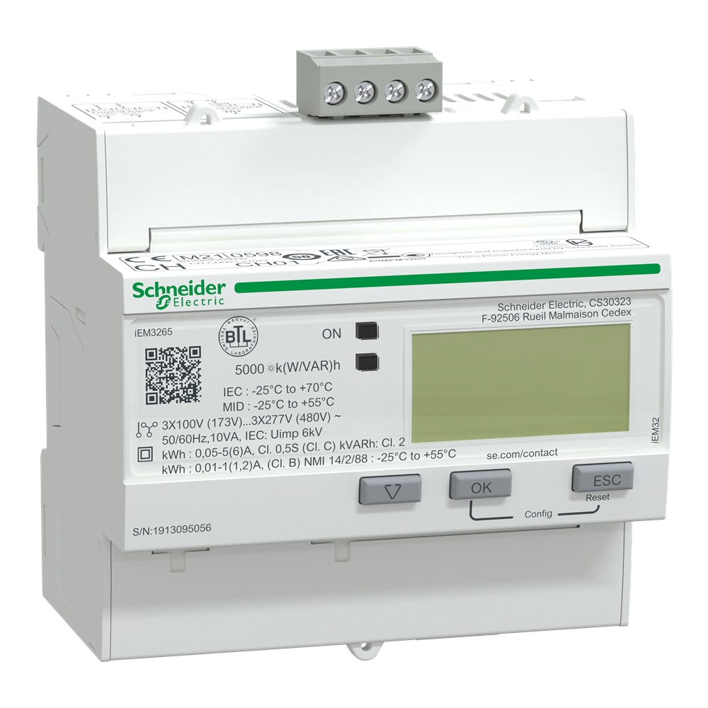 Contatore energia trifase 3P+N con inserzione TA, comunicazione BACnet, certificazione MID, per misurazioni precise in impianti industriali e commerciali