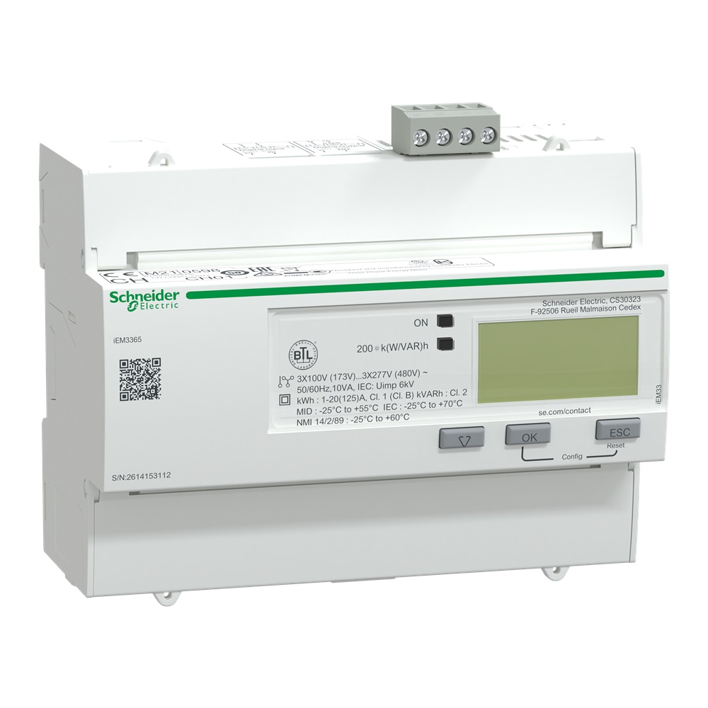 Contatore energia trifase 3P+N inserzione diretta 125A BACnet MID per monitoraggio rete elettrica