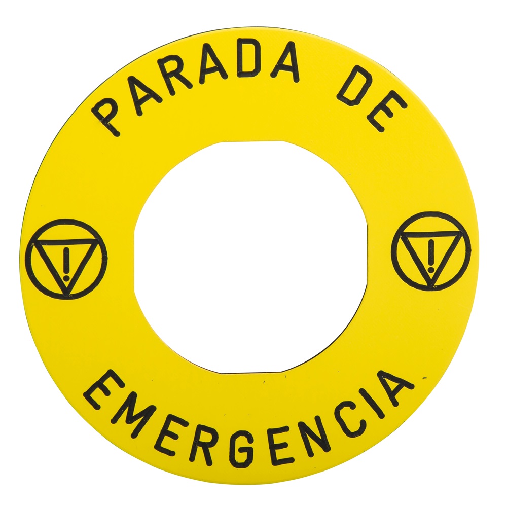 Etichetta gialla parada de emergencia Ø60mm da utilizzare con guardia zbz3605