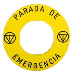 Etichetta gialla parada de emergencia Ø60mm da utilizzare con guardia zbz3605