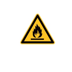 Etichetta avvertimento materiali infiammabili 25mm per impianti