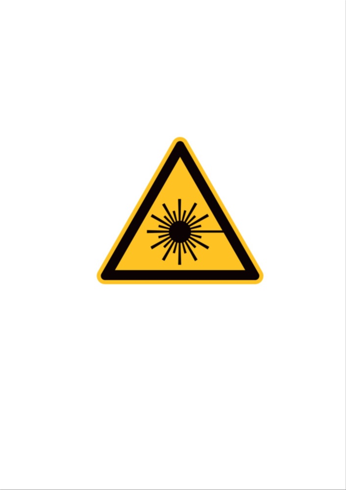 Etichetta avvertimento laser 25mm per macchinari e impianti