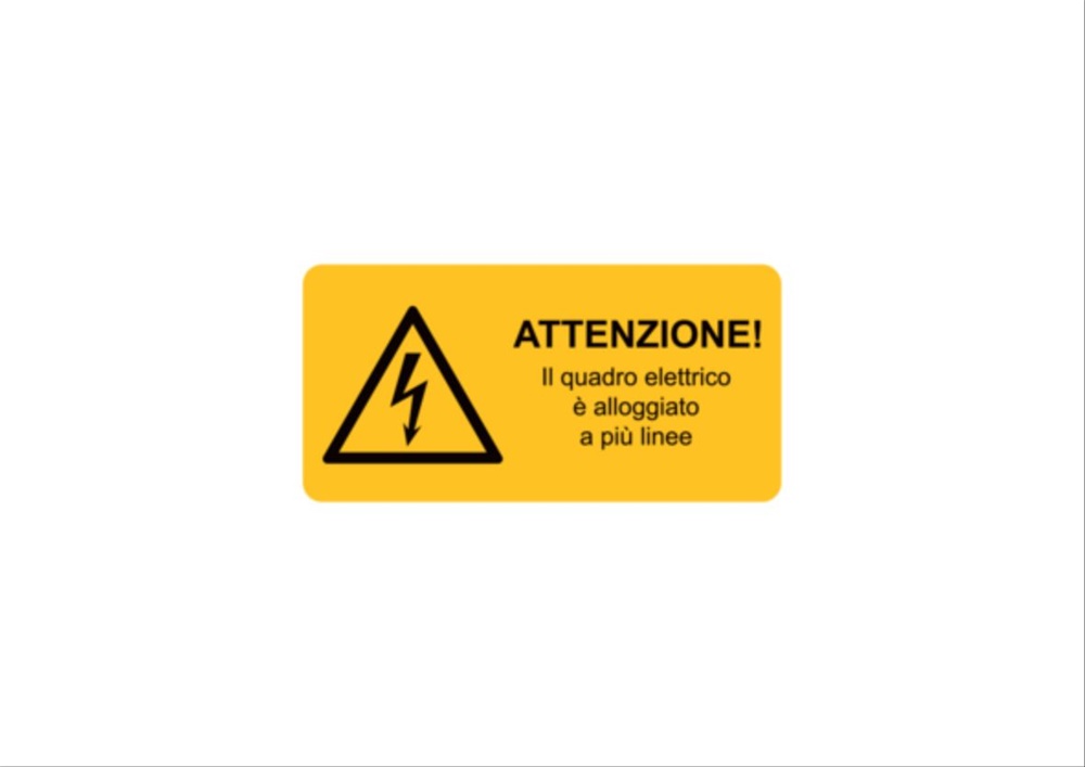 Etichetta avvertimento simboli testo 65x131 mm per impianti