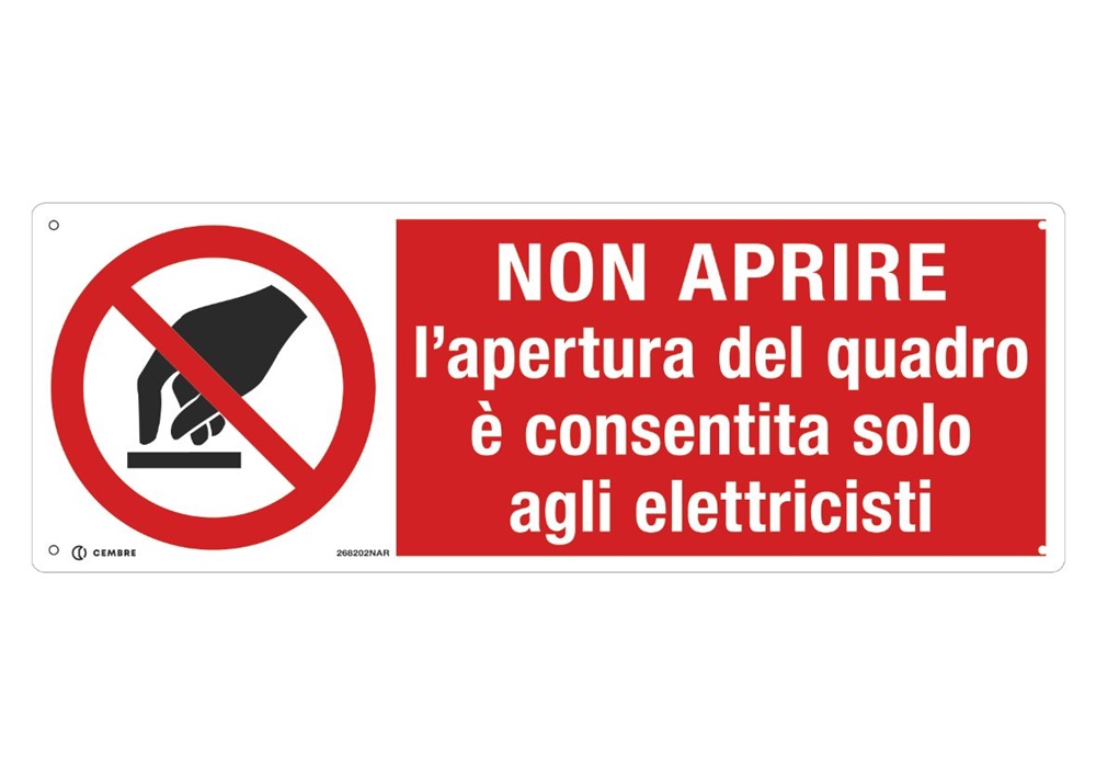 Targa alluminio 125x350 mm simbolo testo segnalazione impianti