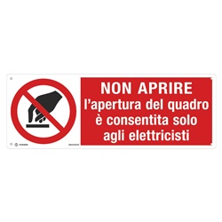 Targa alluminio 125x350 mm simbolo testo segnalazione impianti