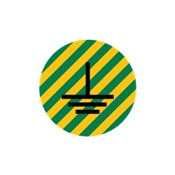 Etichetta adesiva avvertimento CS-EYG simbolo giallo-verde terra per apparecchiature 16m