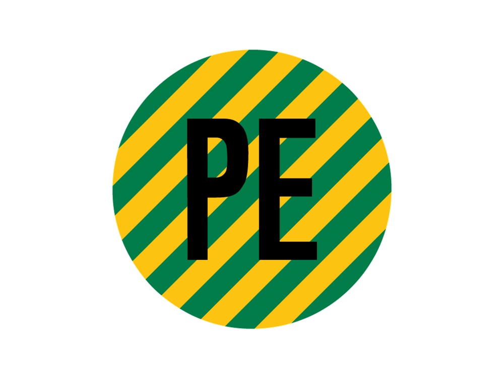 Etichetta adesiva 16mm simbolo conduttore protezione per apparecchiature macchinari impianti