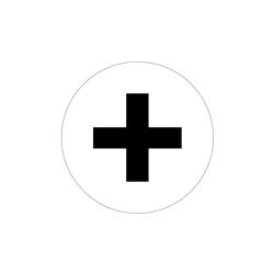 Etichetta adesiva 20mm simbolo bianco positivo per apparecchiature segnalazione sicurezza