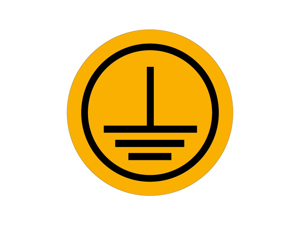 Etichetta adesiva simbolo giallo terra protezione 16mm per apparecchiature industriali