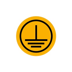 Etichetta adesiva simbolo giallo terra protezione 16mm per apparecchiature industriali