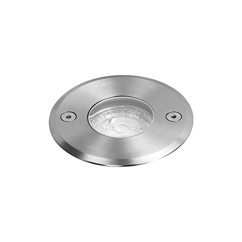 Uplight tondo acciaio satinato IP65 incasso esterno attacco GU10 LED calpestabile