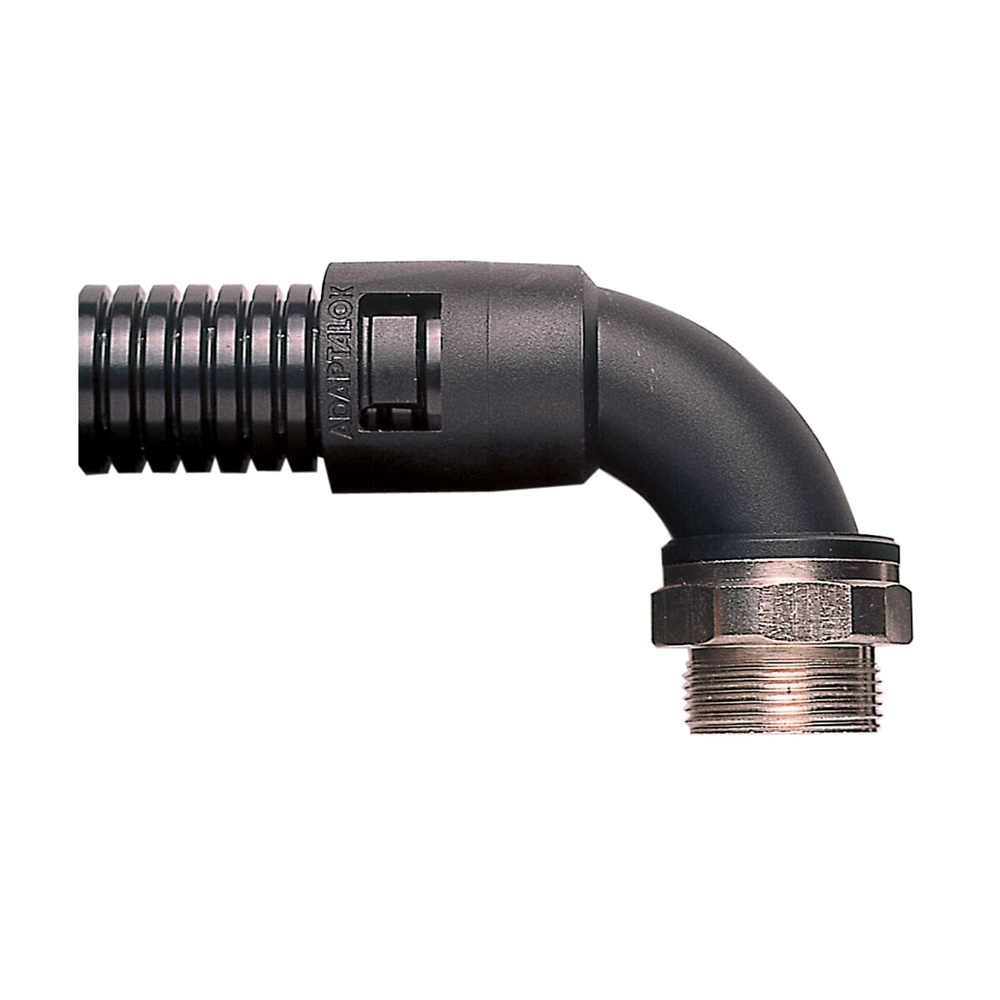 Raccordo elettrico angolato 90° M20 PA66 ottone nero 21mm per impianti elettrici