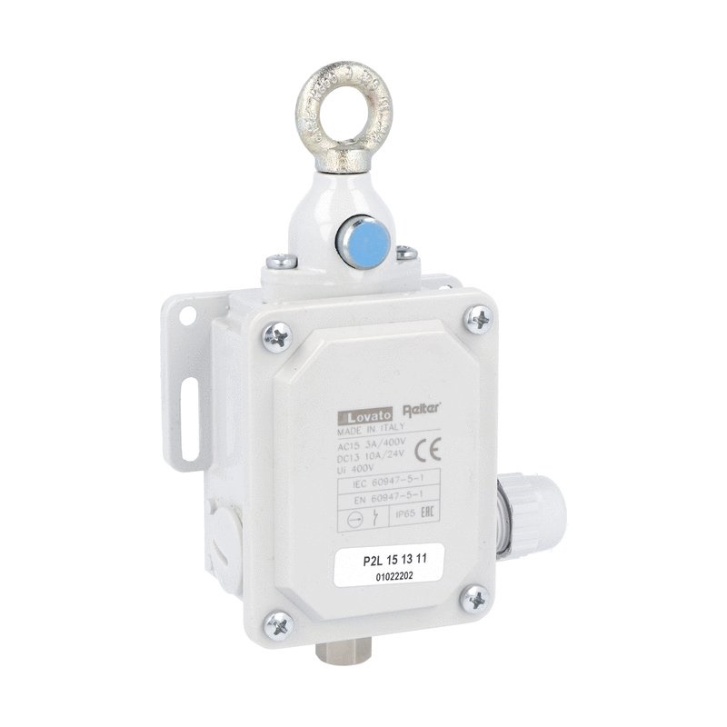 Finecorsa emergenza a fune 12kg 2NO+2NC con pulsante riarmo conformi ISO 13850