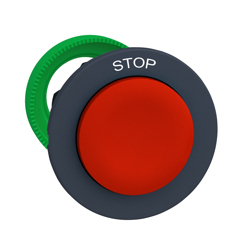 ghiera pulsante sporgente rossa montata a filo bianca contrassegnata STOP