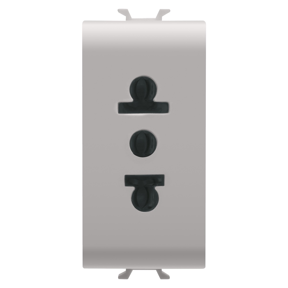 Presa stilo euroamericano 2P+T 15A beige per uso domestico e professionale
