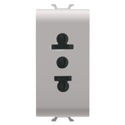 Presa stilo euroamericano 2P+T 15A beige per uso domestico e professionale