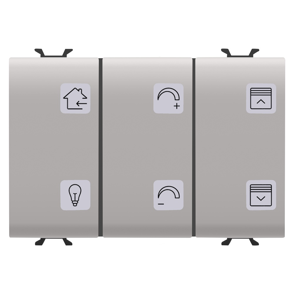 PULSANTIERA CON SIMBOLI INTERCAMBIABILI - CON ATTUATORE ON/OFF - KNX - 6+1 CANALI - 3 MODULI - NATURAL BEIGE - CHORUSMART