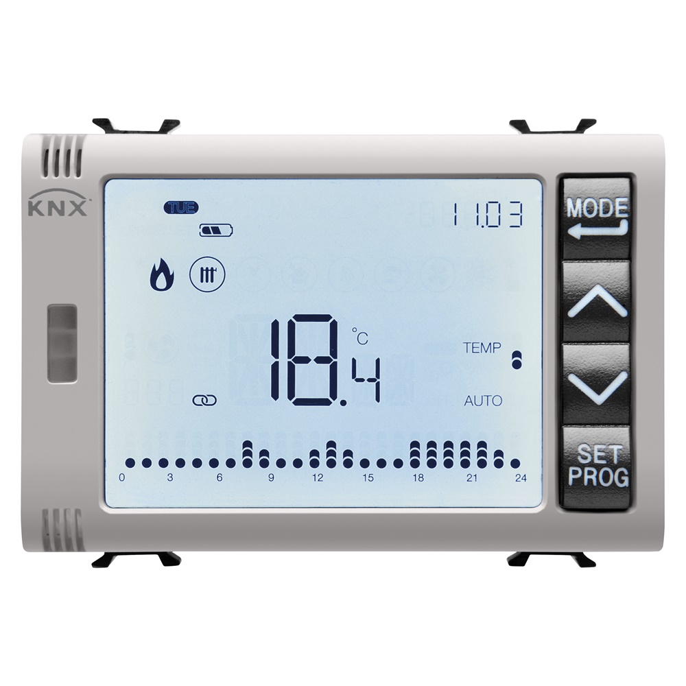 CRONOTERMOSTATO PROGRAMMATORE CON GESTIONE UMIDITÀ - KNX - 3 MODULI - NATURAL BEIGE - CHORUSMART
