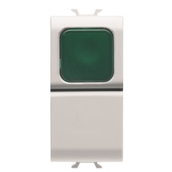 Pulsante elettrico 1 modulo 1 polo NA 16A con spia verde per controllo circuiti