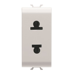 Presa 1M 2P 15A Stile Euro-USA Bianco Satinato per Impianti Elettrici Domestici e Professionali