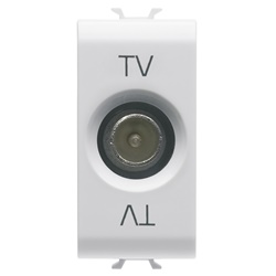 PRESA COASSIALE TV SCHERMATURA CLASSE A - CONNETTORE IEC MASCHIO 9,5mm - PASSANTE 10 dB - 1 MODULO - BIANCO SATINATO - CHORUSMART