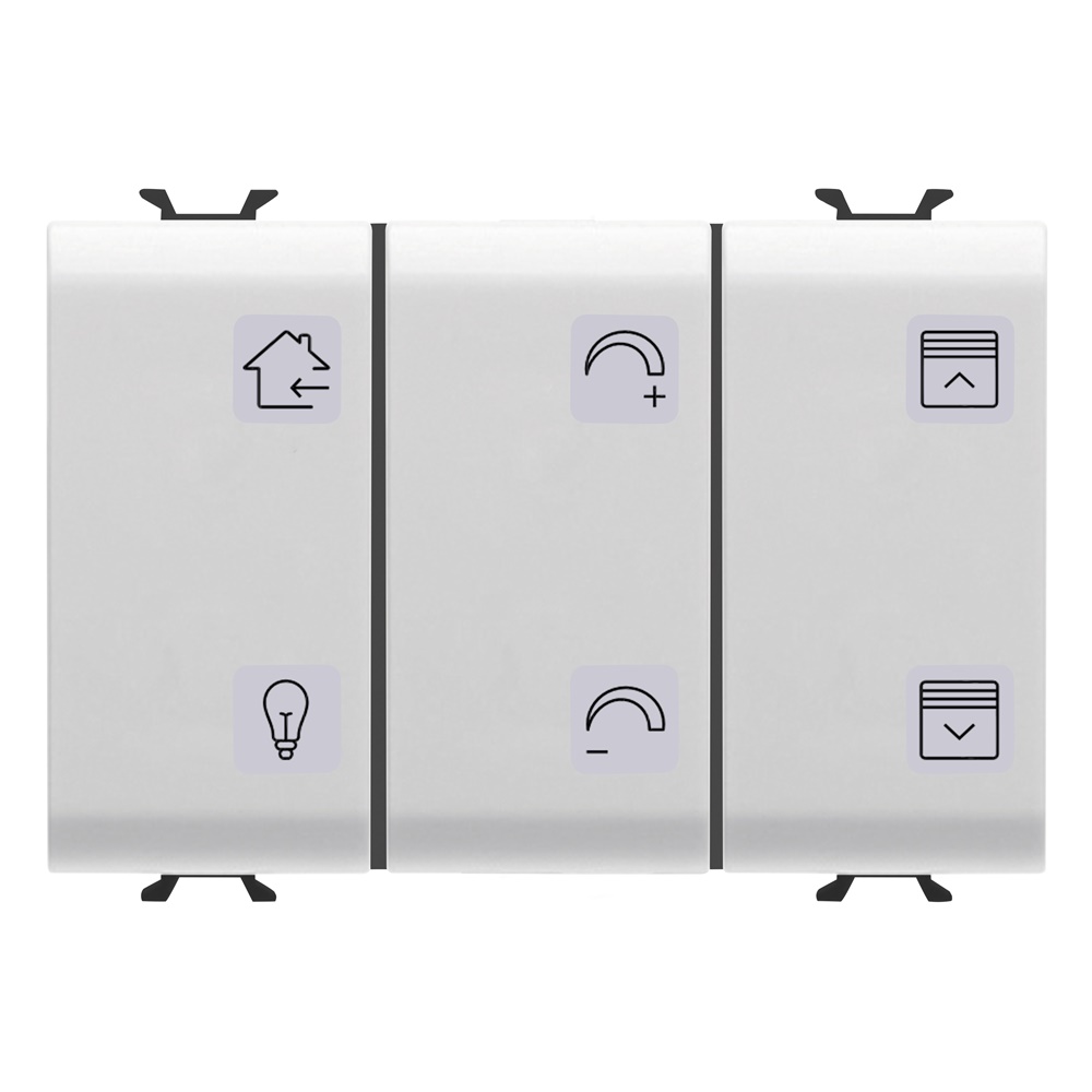 PULSANTIERA CON SIMBOLI INTERCAMBIABILI - CON ATTUATORE TAPPARELLE - KNX - 6+1 CANALI - 3 MODULI - BIANCO SATINATO - CHORUSMART