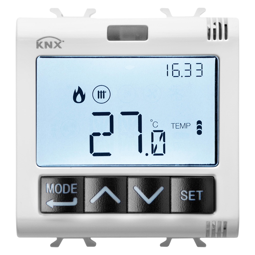 TERMOSTATO CON GESTIONE UMIDITÀ - KNX - 2 MODULI - BIANCO SATINATO - CHORUSMART