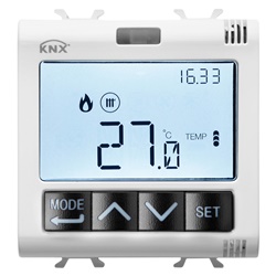 TERMOSTATO CON GESTIONE UMIDITÀ - KNX - 2 MODULI - BIANCO SATINATO - CHORUSMART