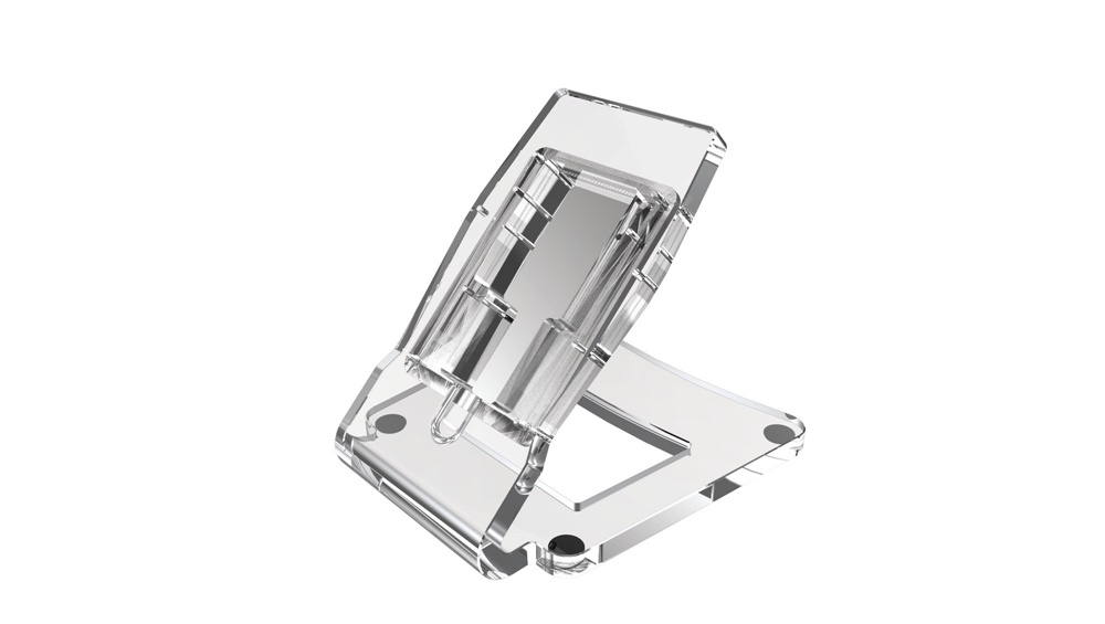 Supporto da tavolo audio plexiglass 10 mm con cavo RJ45 e copertura PMMA grigio metallizzato per dispositivi audio professionali