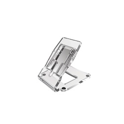 Supporto da tavolo audio plexiglass 10 mm con cavo RJ45 e copertura PMMA grigio metallizzato per dispositivi audio professionali