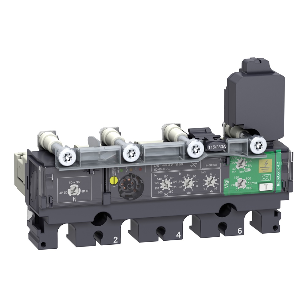 Sganciatore MicroLogic Vigi 4.2 250A 4 poli ComPacT NSX250 protezioni elettroniche base e differenziali