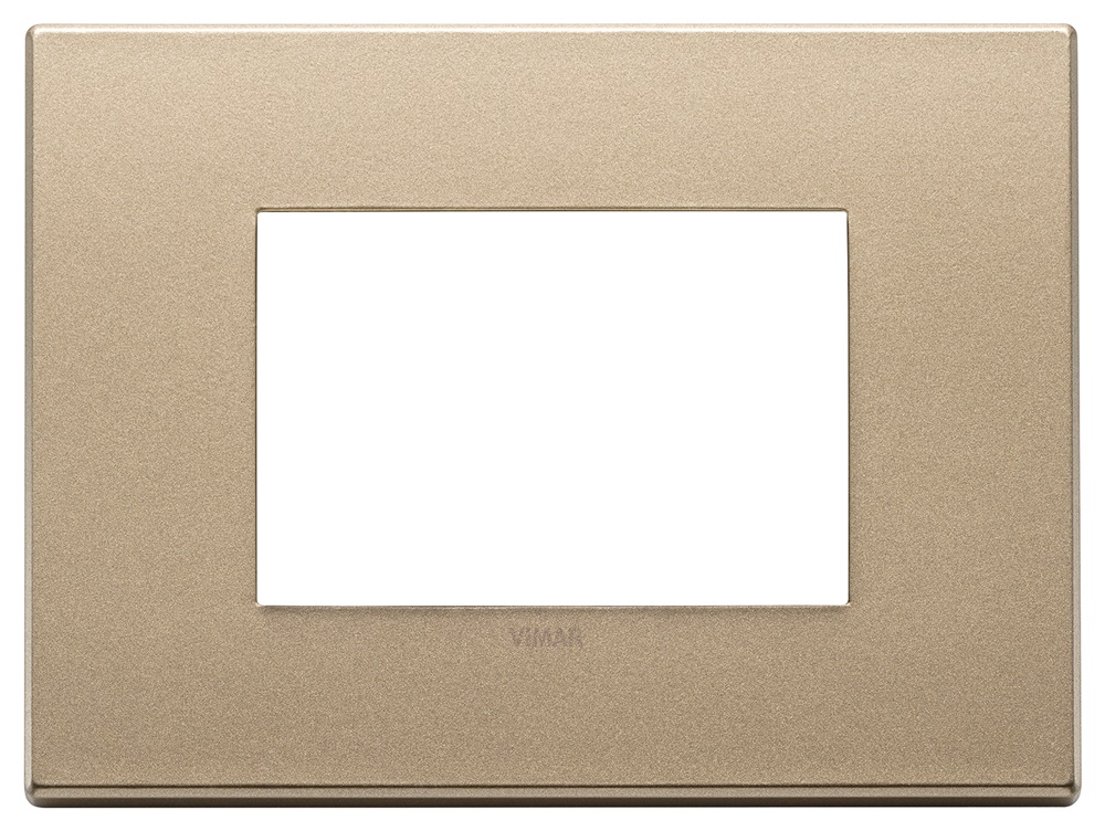 Placca metallo 3 moduli oro satinato per installazioni elettriche