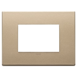 Placca metallo 3 moduli oro satinato per installazioni elettriche