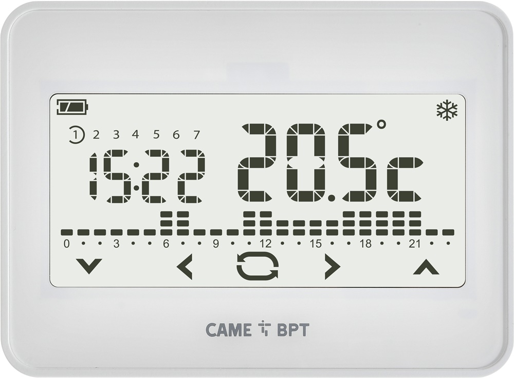Cronotermostato touch screen bianco TH/550 per controllo temperatura ambienti riscaldamento parete batterie AA