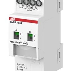 Attuatore KNX 2 canali 16A per carichi C, gestione energia, montaggio su guida DIN