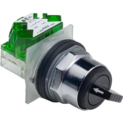 Interruttore selettore nero Ø30 - c/manopola - 2 pos. -1 NO